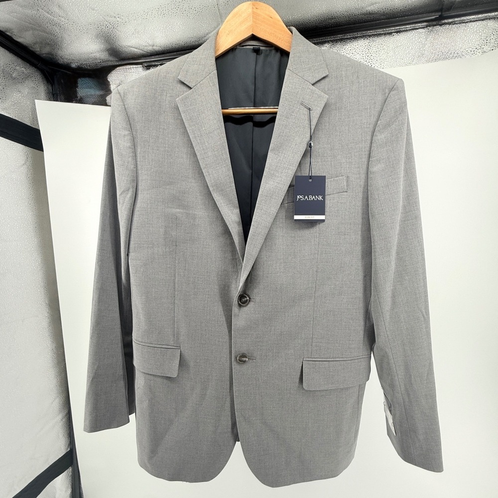 Jos A Bank Slim Fit Gray Stretch Suit Jacket Blazer 43R 10J3C02614 NWT